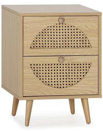 HOMN LIVING Nachttisch Luna mit 2 Schubladen, Eiche, 40 cm (Breite), 35 cm (Tiefe) 53 cm (Höhe)