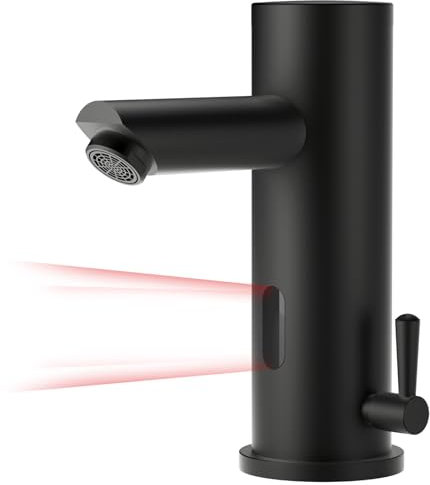 Auralum Infrarot sensor Wasserhahn Bad, automatische Waschtischarmatur für Warm- und Kaltwasser, berührungsloser Einhebelmischer.