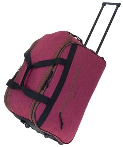 Elephant Reisetrolley Weekender Duffle Travel 55 cm Trolley Reise Damen Herren Handgepäck Reisetasche Rollen (Rot Bordeaux-Braun 13030)