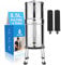 EuroGuard® Premium - Filtre à Eau par Gravité 8,5 Litres en Acier Inoxydable 304, avec Support et Robinet Transparent, Argent Brillant