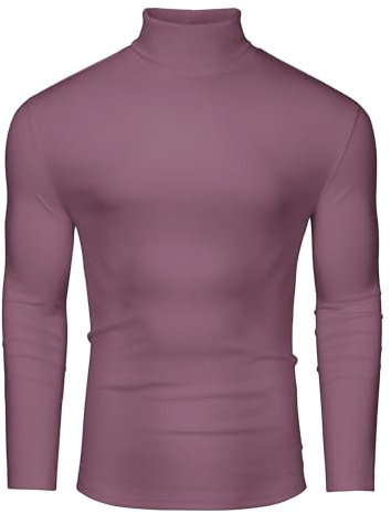 DEMEANOR Maglione da uomo a collo alto maglioni per uomo maglioni invernali lavorati a maglia da uomo maglione a collo alto caldo, Viola chiaro, XL