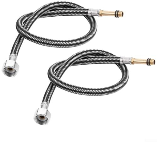 CWOQOCW Lot de 2 tuyaux tressés - Tuyau d'entrée d'eau de robinet G1/2 flexible pour mitigeur froid/chaud - Connecteurs de robinet pour salle de bain et cuisine (40 cm)
