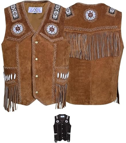 German Wear Western Lederweste Tracht Weste Reiter weste Lederkutte 60 Braun