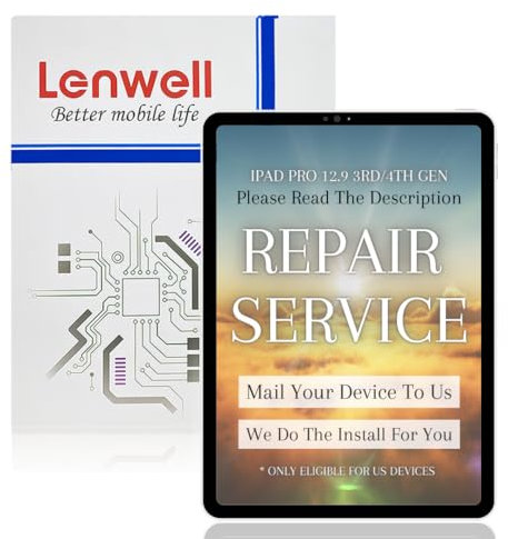 Lenwell Mail in Repair Service mit Original OEM Pull Screen Ersatz für iPad Pro 12.9 3. / 4. Generation 2018/2020 Display Digitizer Touch Assembly A1876 A1895 A2014 A1983 A2069 A2229 A2232 A2233