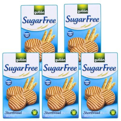 GULLON SUGAR FREE SHORTBREAD BISCUITS (5x330g) - No Sugar Added, Sugar-Free Biscuits | Biscuits Shortbread For Coffee | Dairy Free Biscuits, Biscuits Multipack | Sugar Free Biscuits And Cakes