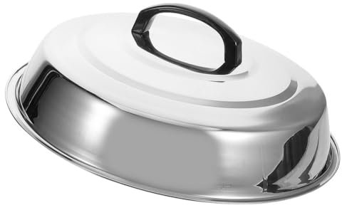 Milisten Cheese Melting Dome Lid, Round Basting Cover Stainless Steel Griddle Accessories Basting Steaming Cover for Teppanyaki Flat Top Griddle Grill Hamburger Steak 32cm