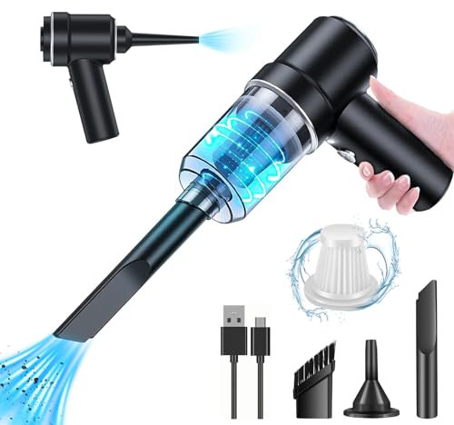 Sverluus Aspirateur à Main,8000 Pa Mini Aspirateur Voiture 2 in 1 Aspirateur Voiture Puissant Mini sans Fil Aspirateur Portable USB Rechargeable pour Poils d'animaux, Voiture, Maison