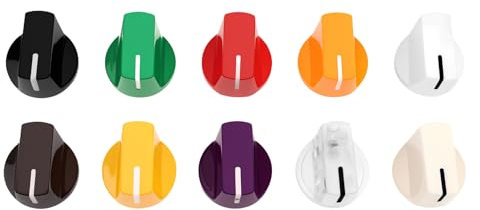 eMagTech Potentiometer-Knopf, 19 mm, für Achsen bis 6,35 mm, kompatibel mit E-Gitarren, Acryl, Lautstärkeregler, Maschinen-Einstellknopf, 10 Stück