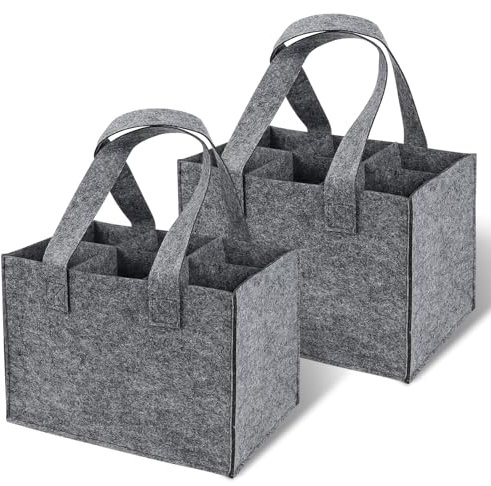 Lnjya 2 Stück Flaschentasche,Flaschenträger 6 Flaschen, Flaschentasche 6 Flaschen,Männerhandtasche aus Filz,Filztasche Weinflasche Tasche,Flaschenkorb