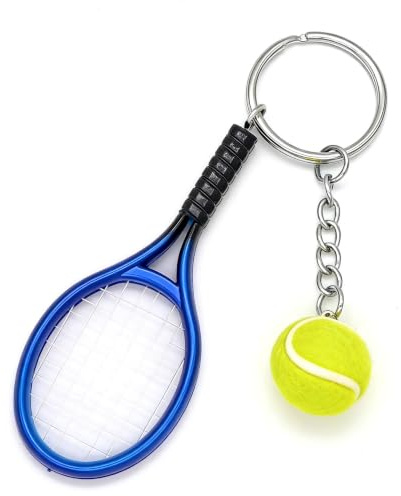 Moydolo Niedlicher Mini Tennisschläger Schlüsselanhänger mit Tennisball Schlüsselanhänger Anhänger Geschenke, Farblich Sortiert