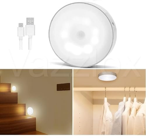 Motion Sensor Light for Home with USB Charging Wireless Self Adhesive LED Body Induction Lamp Sensor Light (Pack of 1) for Wardrobe Lights with Sensor Night Light for Cupboard Stairs-1 pc