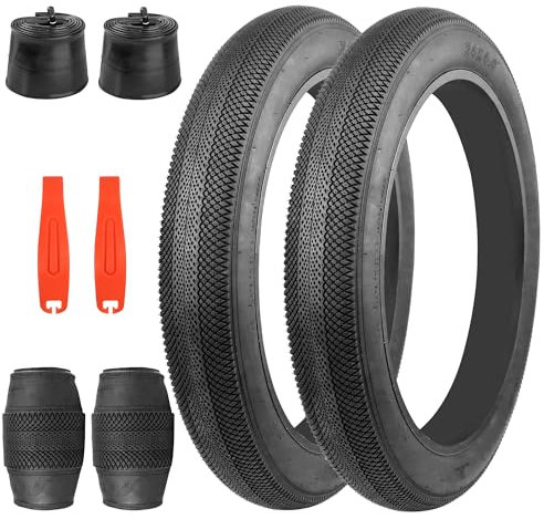 ZUKKA Lot de 2 pneus pliables 30TPI pour vélo électrique 24 x 4,0 avec gaine de vélo et 2 chambres à air de 24 24 x 4,0 - Compatible avec VTT, vélo, vélo de route, boue, saleté et tout-terrain