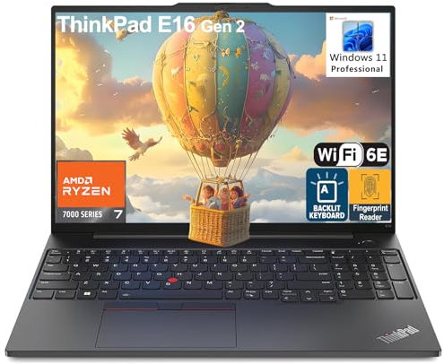 Lenovo ThinkPad E16 G2 Ordinateur portable professionnel, 16 FHD+, AMD 8-Core Ryzen 7 7735HS (Beat i7-1360P), 64 Go DDR5, SSD PCIe 1 To, WiFi 6E, lecteur d'empreintes digitales, clavier rétroéclairé