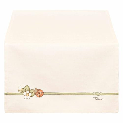 THUN Tovaglia antimacchia, 100% cotone, Collezione Country bloom, 45 x 160 cm