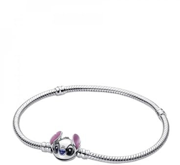 PANDORA Disney Stitch Schlangen-Gliederarmband aus Sterling-Silber, aus der Disney Kollektion, Länge: 18 cm, 593738C01-18