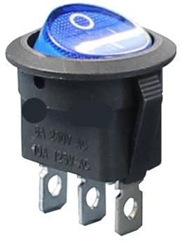 Interruptor basculante de 3 pines ON-OFF, redondo, marcado, KCD1, 1 unidad