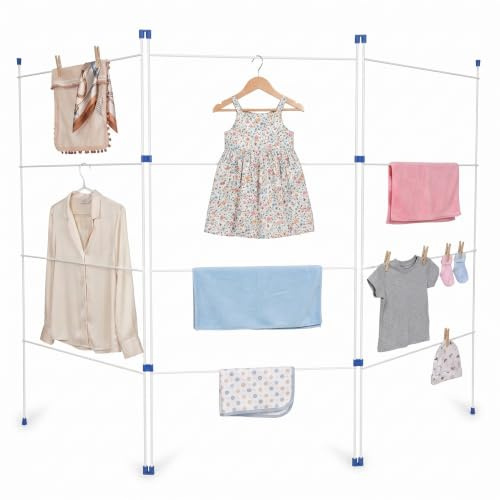 caprican Foldable Clothes Airer Drying Rack – 3 Fold Gate Airer | Indoor Outdoor Clothes Horse, Laundry Drying Rack, Washing Line, Portable & Space-Saving Towel Rail – White (3 - Fold)