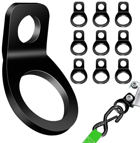 Attachez Les Anneaux De Sangle - 10pcs Crochets en Acier Inoxydable, Ancres Coupure Poudre Noire, Matériel Fixation Robuste, La Cargaison | Points Montage pour Camionnette Remorque Moto