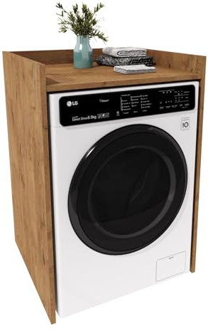möbelkap Waschmaschinenumbau | Moderner Badschrank für Waschmaschine & Trockner | Platzsparende Waschmaschinenverkleidung mit Stauraum |Eiche Lancelot