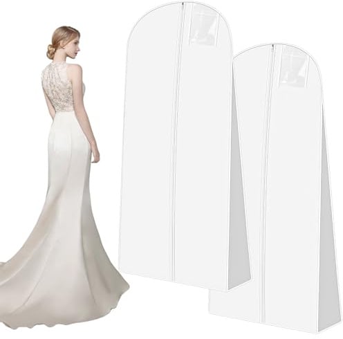 2 Stück Brautkleidhülle Kleidersack,Kleidersack Lang 180 cm, atmungsaktive Kleidersäcke Mit Reißverschluss, geeignet für Brautkleider, Kleider, Abendkleider, lange Mäntel