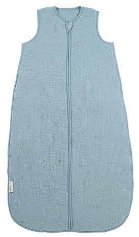 MEYCO Ganzjahrschlafsack gefüttert 70cm 2.0 TOG Musselin Sand | Aussenseite 100% Musselin Baumwolle - Oeko Tex - Schlummersack - langer Reißverschluss - hautfreundlich, atmungsaktiv