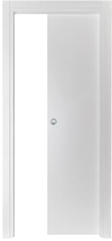 Porta Scorrevole in MDF, 210x60/70/80/90 cm, Design Moderno, Reversibile, con Kit Maniglie e Telaio (Micro Bianco, 2100x800)