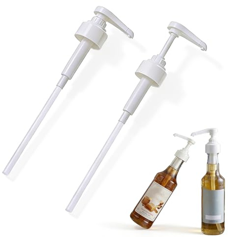 Pompe sirop monin Lot de 2 Pompes doseuses, Distributeur de sirop réutilisable 1L Blanc, Compatible avec Bouteilles en Verre, idéal pour Bars et Restaurants