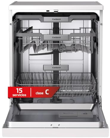 Corberó - Lavavajillas Excellence 60 cm | CLVG91536W | 15 cubiertos | 6 programas | 4 Temperaturas | Display LED | Tercera Bandeja | Autoapertura y Zona Dual | Compatible con tablets 3 en 1 | Blanco