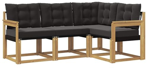 vidaXL Outdoor-Sofagarnitur mit Kissen 4 pcs Weiß und Schwarz, Gartenmöbel, modernes Sofa-Set für draußen, Loungebereich, haltbare Terrasse zum Entspannen und Wohlfühlen