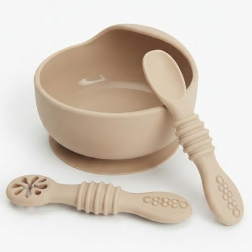 BALANCEX Bol de Silicona con Ventosa y 2 Cucharas de Aprendizaje – Antiderrame y Antivuelco | Ideal para BLW Baby Led Weaning | Vajilla Bebé
