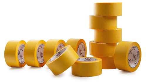 Alfa 12x FineLine GOLD Washi Tape 50 mm x 50 m Profi-Qualität dünnes imprägniertes japanisches Reispapierband PREMIUM-Klebeband