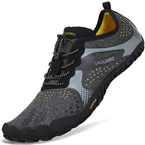 Sommer Barfußschuhe Herren Trail Laufschuhe Damen Indoor Outdoor Sport Fitnessschuhe Leicht Zehen Wander Trekking Schuhe für Frauen Männer Schwarz Gr.40