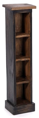 DESIGN DELIGHTS RUSTIKALES Holz CD Regal CD Tower | Mahagoni Massivholz, 76x15,5x16cm (HxBxT) | Holzregal mit 4 Fächern, CD Aufbewahrung | Farbe: 04 schwarz-Natur