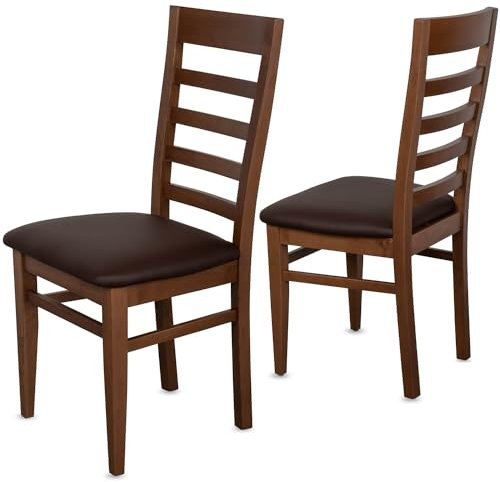 Staboos CH62 Esszimmerstuhle 6er Set Holz Stuhl bis 150 kg - Fertig montiert - Küchenstuhl gepolstert - massiv Holz Buche (Nussbaum - Braun)