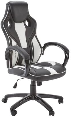 X Rocker Maverick ergonomischer Gaming Stuhl/Bürostuhl/Schreibtischstuhl mit Armlehnen, drehbar und höhenverstellbar, belastbar bis 100 kg - Schwarz/Weiß