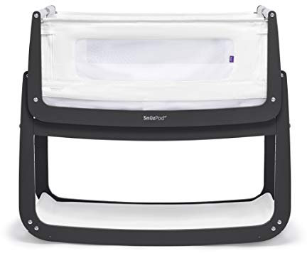 SnuzPod 4 Beistellbett, Schaukelfunktion, Höhenverstellbares Babybett, Inkl. Matratze - holzkohle