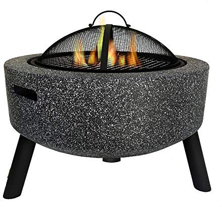 VEDKYY Brasero Barbecue Exterieur, Terrasse, Jardin, en Fonte, Haut, 60 CM, Design, Pierre, Brazeros Exterieur Grill, Brasero Plancha Barbecook, Barbecue Charbon De Bois Camping Rond Grande,Blanc