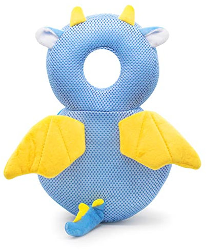 JINYJIA Baby Kopfschutz, Atmungsaktive Baby Head Schutzpolster, Verstellbares Baby Schutzkissen, zum Kleinkinder Krabbeln und Laufen Lernen, für Kinder Von 4 Bis 24 Monaten, Drachen