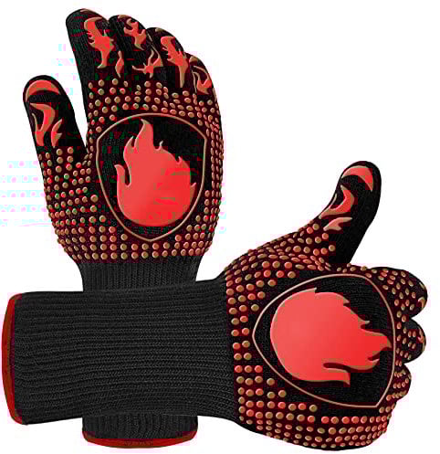 Guanti da barbecue, guanti da forno resistenti al calore fino a 800℃, per cucina, griglia, cottura, microonde, certificazione EN407 (1 paio) (rosso 3)