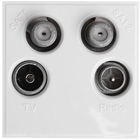 Módulo TV, radio y doble SAT WHT, placas de pared/tomas de corriente aérea satélite, 1 pieza en paquete - MW750