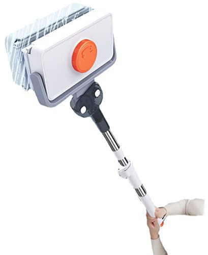 LTLJX Limpia Cristales Magnético con 120cm Mango Telescópico y Cabezal Giratorio Cepillo para Limpiar Ventanas, Vidrio de Doble Cara, Automóvil, Ducha,5-35mm,Naranja