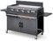 BRASERO - Plancha Lola à gaz sur Chariot équipé Gun Metal - 4 brûleurs à gaz - jusqu'à 14 convives - Surface de Cuisson 88 x 35,5 cm - 9,6 KW - Récupérateur de Graisse