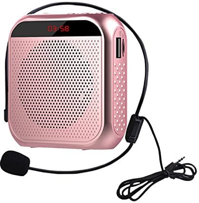 YCWF Voice Amplifier for Teachers,Rechargeable Portable Microphone with Speaker,Portable Pa System for Outdoors, Teaching, Meeting, Presentation, etc(Rose Gold)