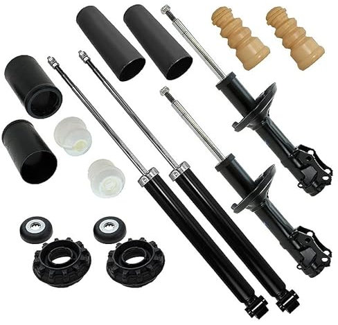 BESTPRICE 4x Gasdruck Stoßdämpfer Vorne & Hinten Federbein inkl. Domlager & Staubschutzsatz, Kompatibel mit SEAT AROSA (6H1); VW LUPO I (6X1, 6E1)