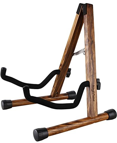 Gitarrenständer aus Holz, Gitarrenbodenständer, akustische elektrische Holzrahmen, klappbarer Gitarrenhalter, verstellbar, für Bass, Mandoline, Banjo, Ukulele (Zebraholz)