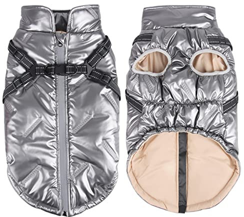 Dolahovy wasserdichte Hundejacke Mantel Winter Warme Haustierweste Winddichte Reflektierende Hundekleidung mit Geschirr Verstellbare Welpen Katzen Kleidung für Kleine Mittelgroße Hunde im Freien