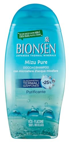 Bionsen Doccia Shampo Mizu Pure con Microsfere di Acqua Micellare e Oligominerali Termali Giapponesi, 250 ml