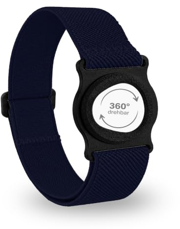 Diasticker® | Dexcom G7 - Fixierband | Halter 360° drehbar | Armband zur Befestigung des Dexcom CGM, Sensor-Schutz, Fixierung | Halter: Schwarz (Small: 18-25 cm, Marine)