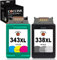 COCCINK 338XL 343XL Druckerpatronen für HP 338 XL 343 XL für DeskJet 460 5740 6540 6620 6840 9800 Photosmart 2575 2610 2710 8150 8750 PSC 1610 2355 Wiederaufbereitete Patronen(1 Schwarz 1 Farbe)
