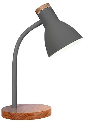 Bel Air Home - Schreibtischlampe ARGOS Serie, Holz, E-27 (GLÜHLAMPE NICHT ENTHALTEN) stilvolle Beleuchtung für dein Arbeitszimmer oder Büro (GRAU)